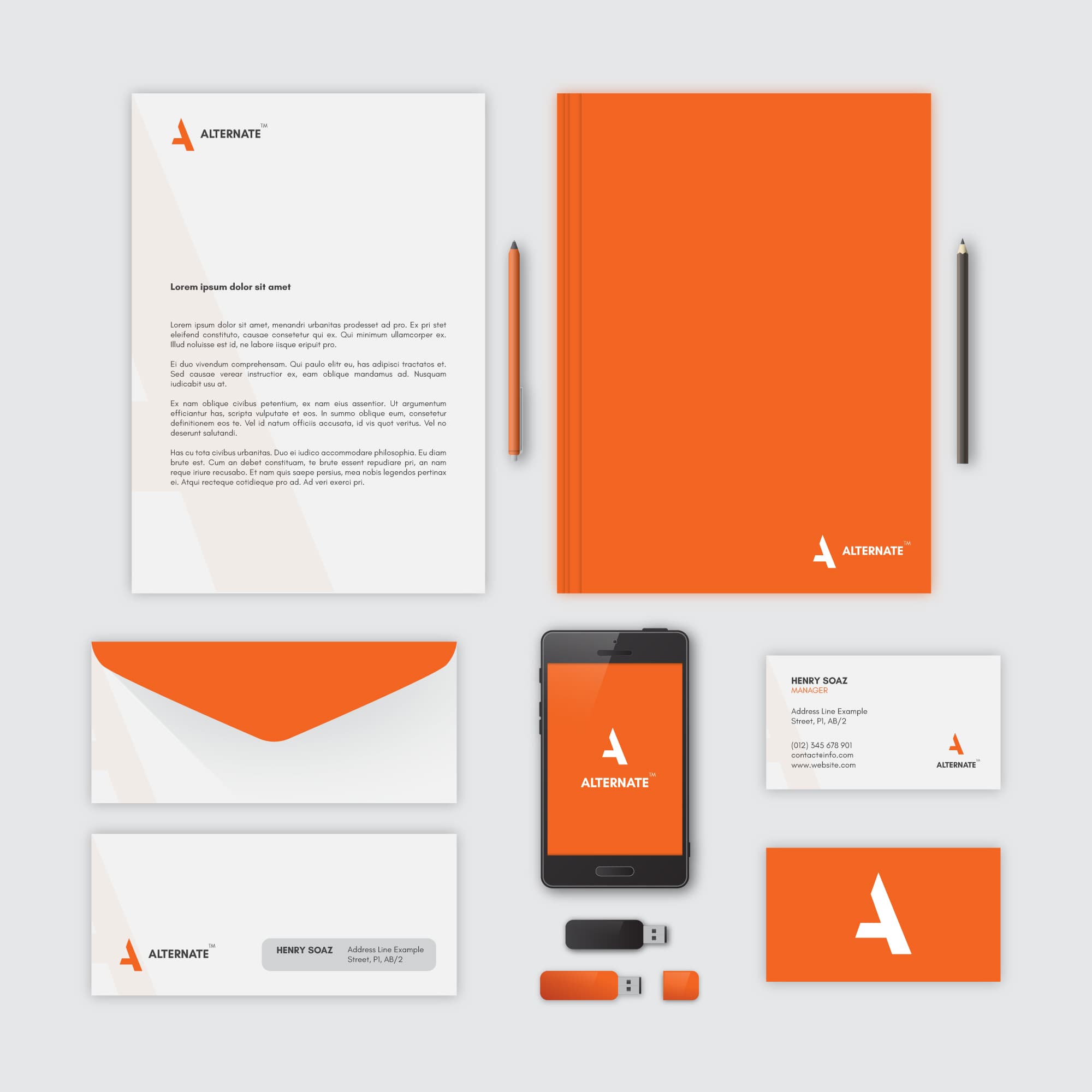 Coordinated business stationery set with letterheads and compliment slips