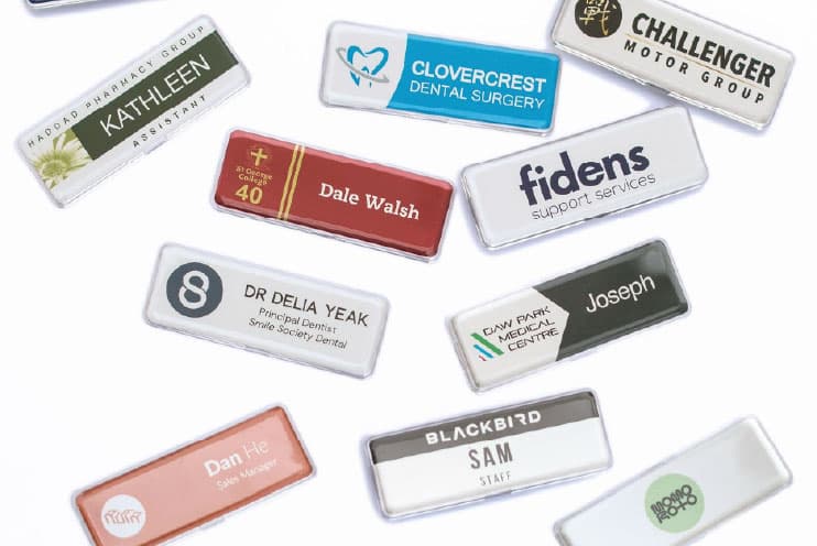 Printed name badges for conference delegates