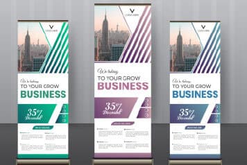 Roll-up banners printed for a hotel conference near Heathrow